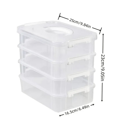 Extra Large 4-Tier Stackable Storage Box with Lid Clear Plastic Organizer Toy Building Block Storage Box