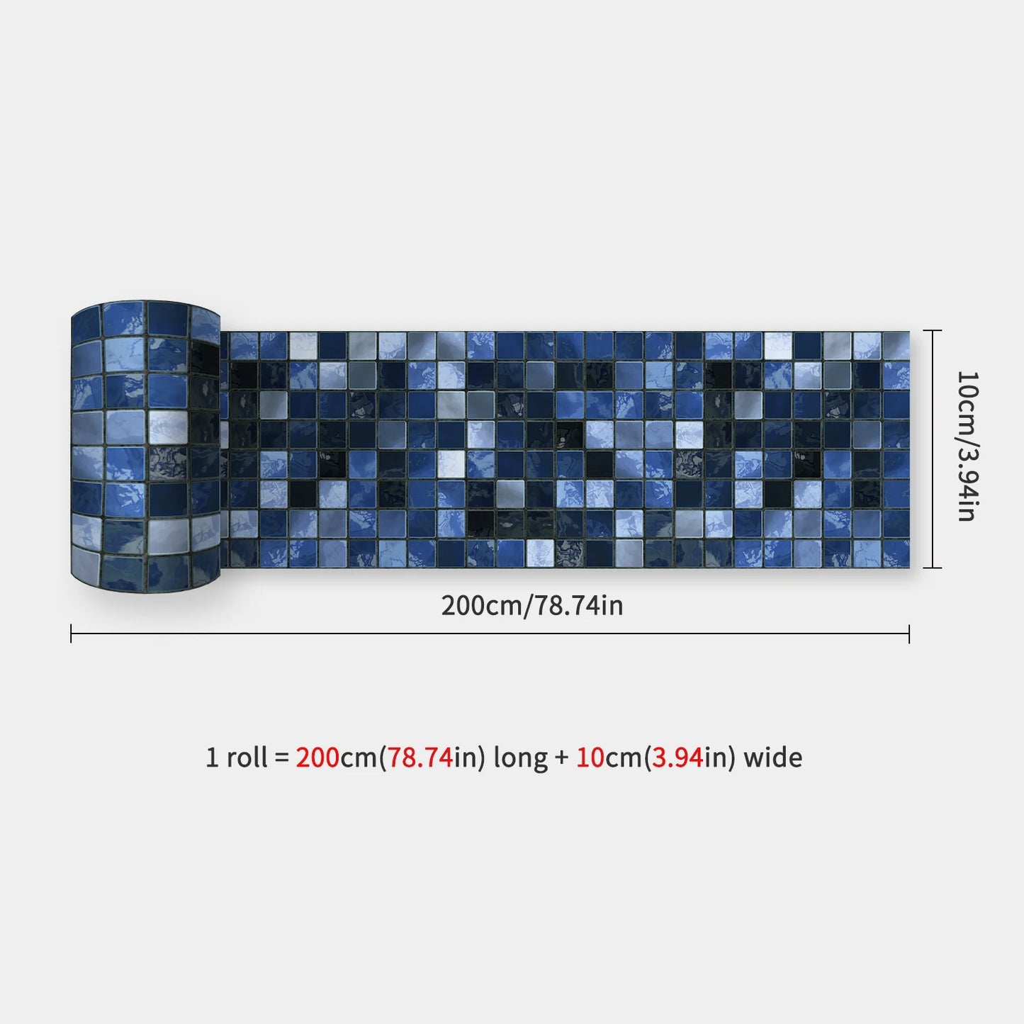 10x200cm Baseboard Sticker Moroccan Mosaic Tile Style Wall Border Sticker DIY Kitchen Bathroom Decoration Waistline Wall Sticker