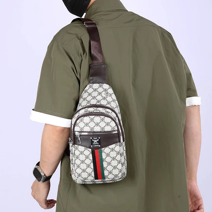 2025Men's Casual Messenger Bag Multi-Pocket Crossbody Shoulder Bag Lightweight Chest Bag with Port & Earphone Hole