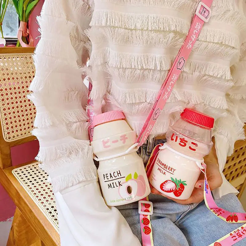 [H]480ml Plastic Water Bottle Drinking Bottle Shape Cute Kawaii Milk Shaker Bottle