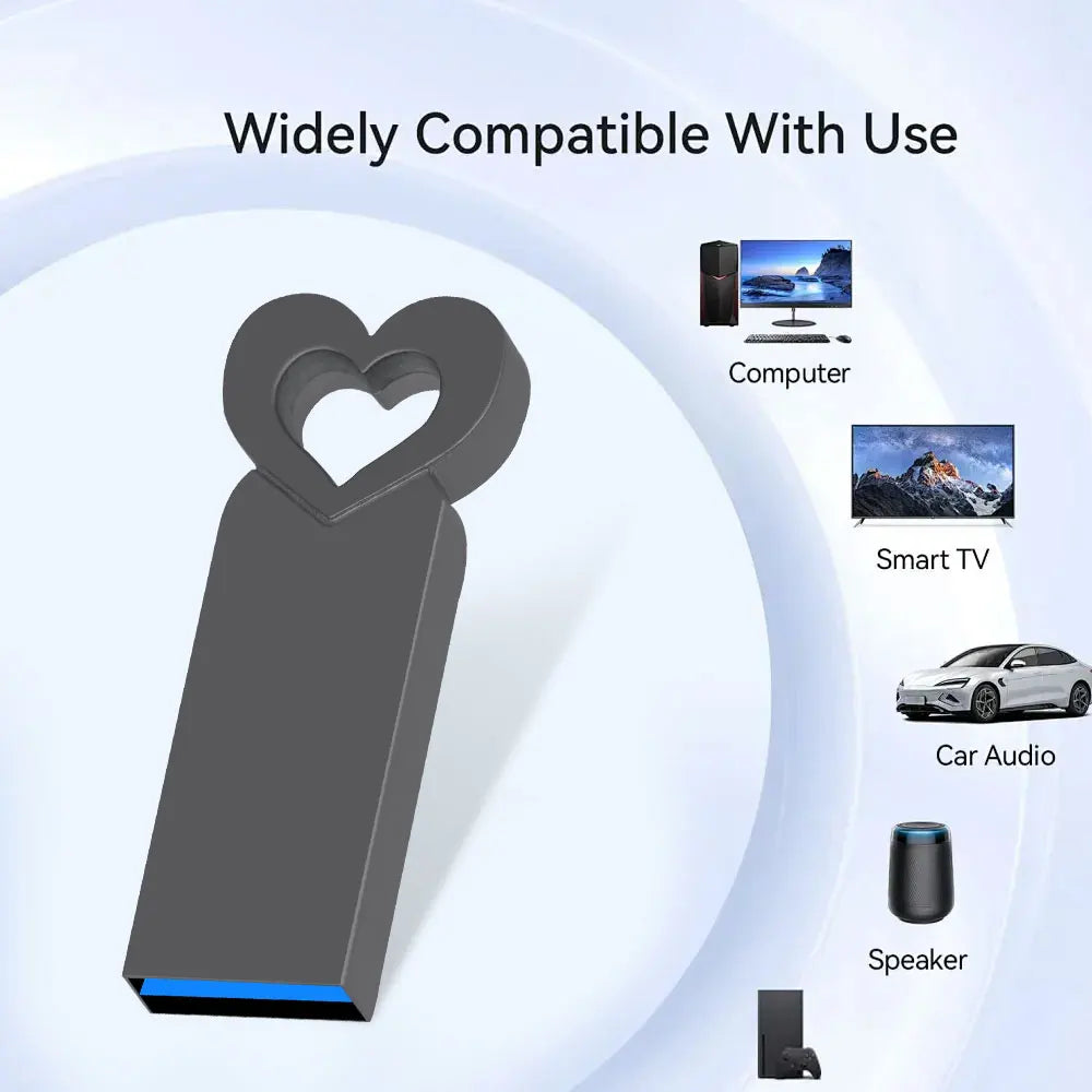 High Speed USB Flash Drives 64GB Cute Heart Pen Drive 32GB Rose Gloden Memory Stick Real Capacity Pendrive Creative gift