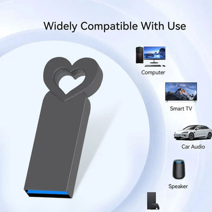 High Speed USB Flash Drives 64GB Cute Heart Pen Drive 32GB Rose Gloden Memory Stick Real Capacity Pendrive Creative gift