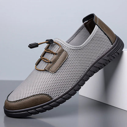 Men's Hollow Loafers Summer Mesh Comfortable Breathable Lightweight Casual Shoes Soft Bottom Slip-On Sandals-HT666