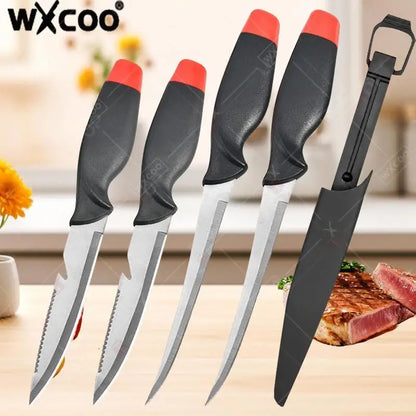 WXCOO Multifunctional Sharp Fish Boning Knife Chef with Cover Stainless Steel Fish Fillet Knife Fruit Slicing Utility Knife