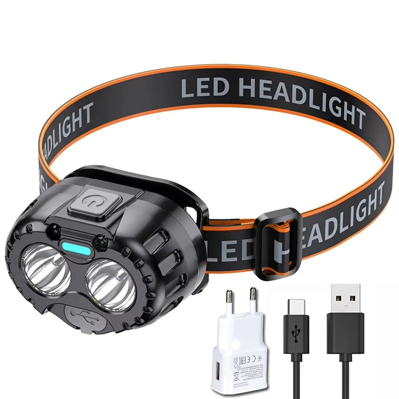 Powerful LED Headlamp IPX4 Waterproof Emergency Head Flashlight 500LM XPE LED Headlamp 500mAh for Outdoor Fishing Camping Hiking