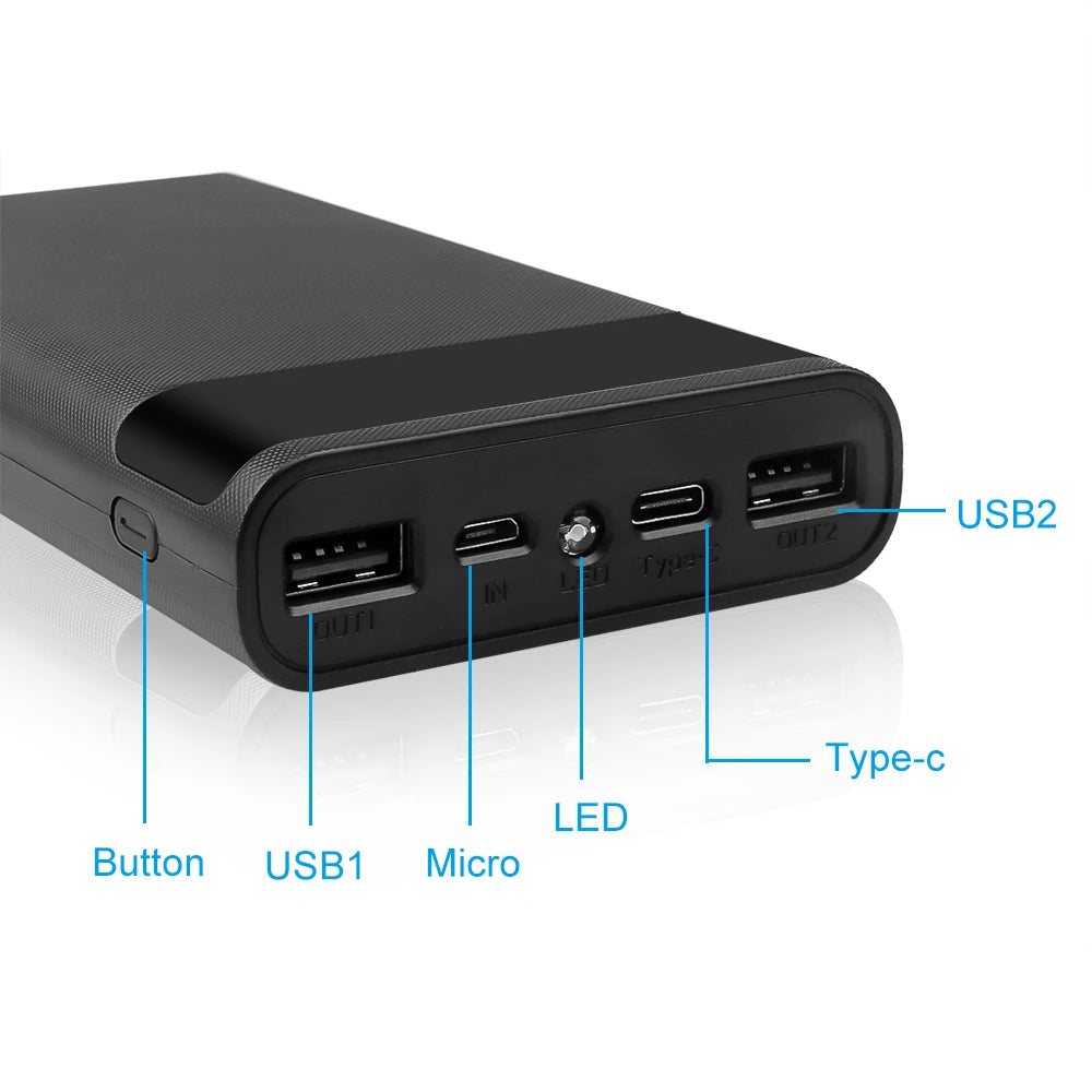 DIY 18650 Power Bank Case External 5V USB Type C Battery Charge Storage Box Shell Without Battery For iPhone Xiaomi Huawei