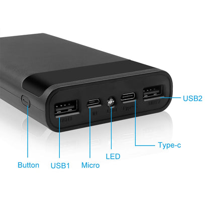 DIY 18650 Power Bank Case External 5V USB Type C Battery Charge Storage Box Shell Without Battery For iPhone Xiaomi Huawei