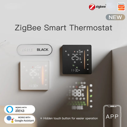 Moes Tuya Zigbee Thermostat Room Temperature Controller of Water/Electric Floor Heating Gas Boiler Humidity Support Alex 5A/16A