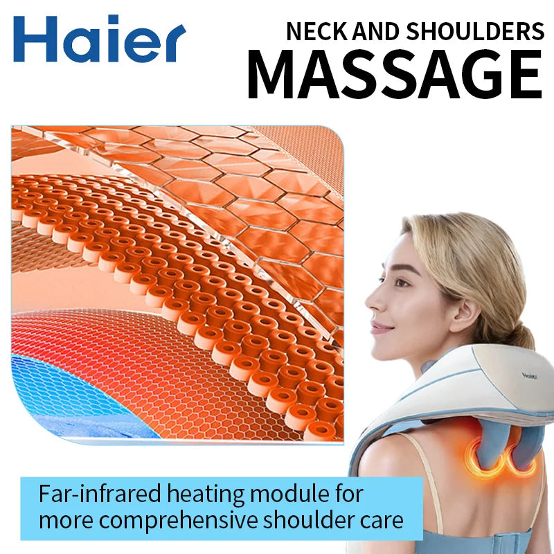 Haier Cervical Neck Massager Muscle Shoulder Back 3 Gears 6D Mechanical Hand Electric Massage Machine Shawl Relaxing Device Tool