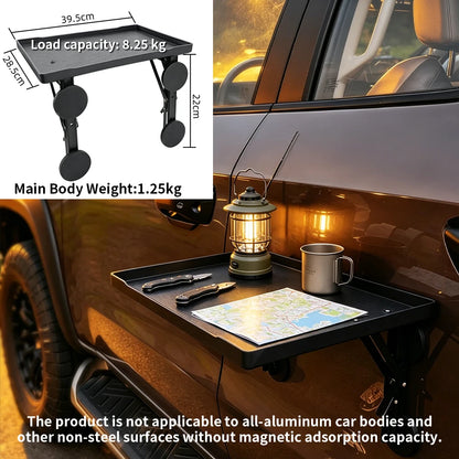 Magnetic Foldable Car Side Table Portable Suv Truck Door Mount Camping Tray Outdoor Picnic Folding Car Desk