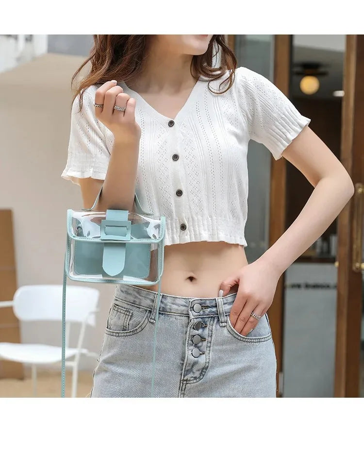 Transparent PVC Ladies' Jelly Bag, Summer Transparent Shoulder Crossbody Bag, Cute Kawaii Handbag