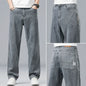 Lyocell Ultra-thin Summer Men's Jeans Elastic Ice Silk Drape Soft Loose Pants Straight Casual Denim Male Clothing Trousers