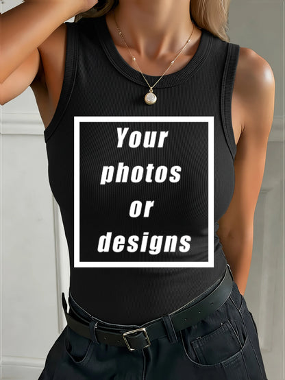Custom Graphic Logo Slim Women's Tank Top Summer Crewneck Thread high elasticity Clothing Trendy Sports Vest Fashion Vests