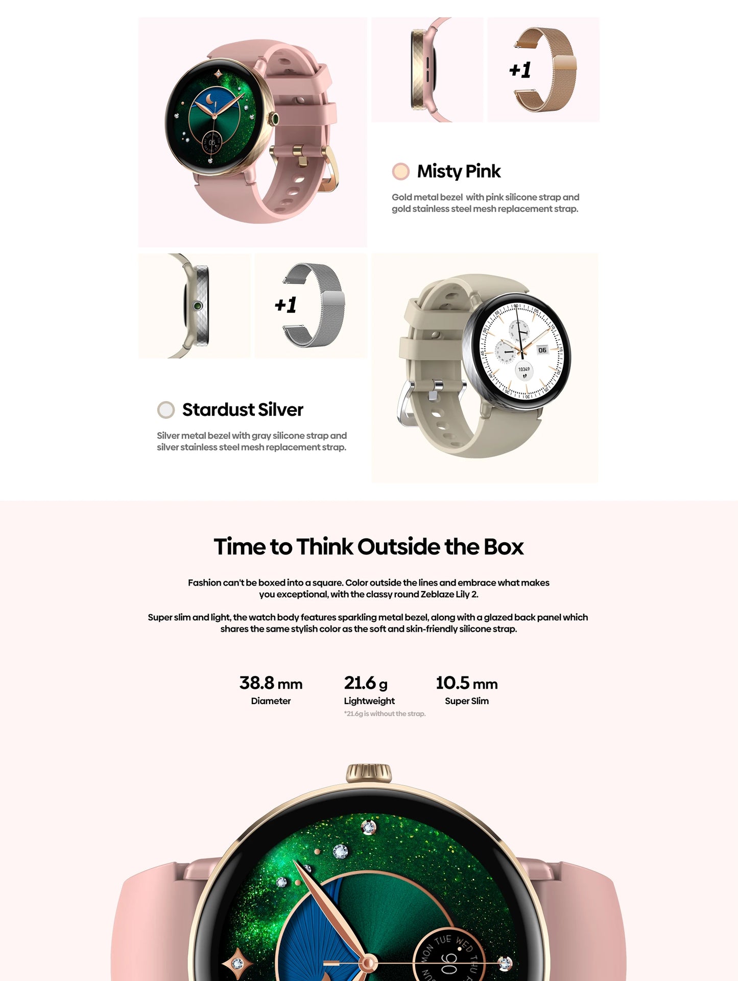 New 2025 Zeblaze LILY 2 Voice Calling Female Smartwatch Double Strap 1.2" HD AMOLED Display Health Monitoring Sports Smart Watch