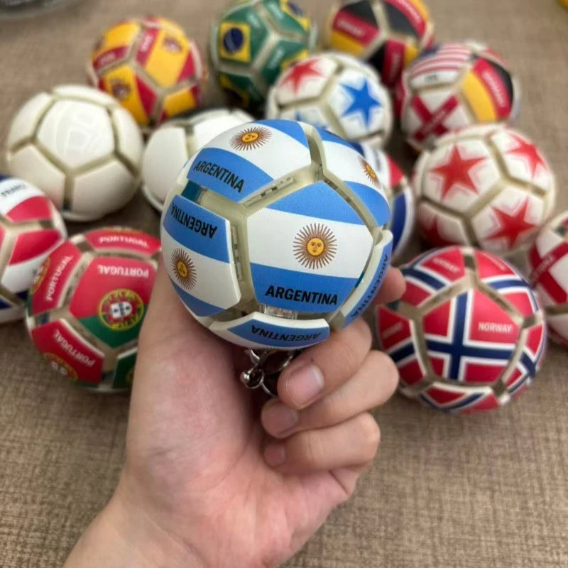 Soccer Ball Fidget Button Keychain Clicky Stress Relief Toy 3D Soccer Football Sport Ball for Men Women Car Key Handbag Gift