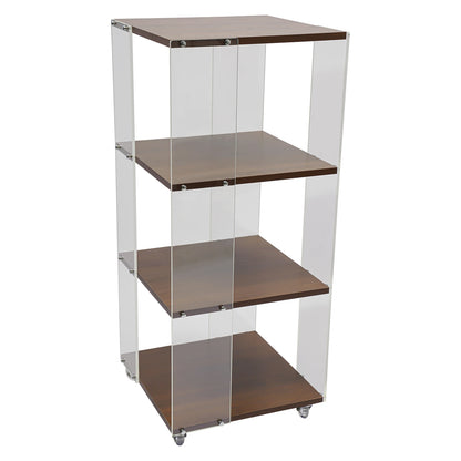 3-layer Rotating Acrylic Bookshelf with Wheels,Standing Small Corner Bookcase for Home Study Office