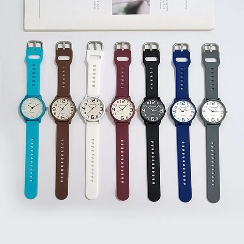 Women Fashion Silicone Watches Set Minimalist High Number  Qualities Big Dial Ladies Quartz Wristwatches With Casual Clock Gifts
