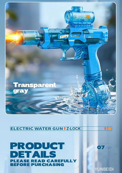 Electric Water Gun Simulation Shooting Water Gun with Recoil Flash Function Summer Outdoor Beach Game Toys Children Adults Gifts