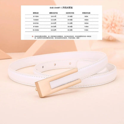 Ladies fashion cowhide leather belt; thin waist belt; versatile decoration; slimming dress; suit accessory; belt for women