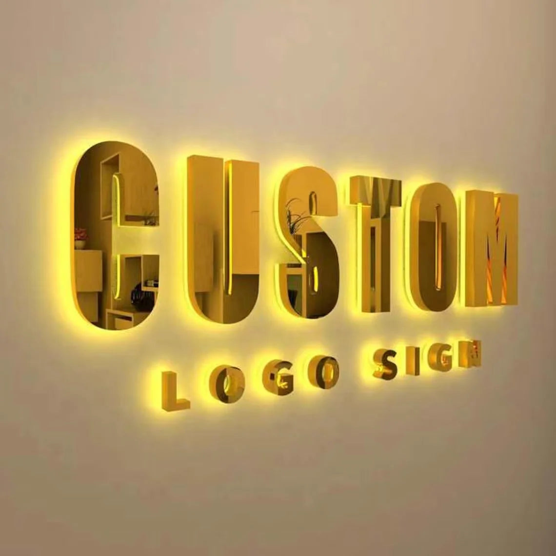 Custom LED Illuminated Stainless Steel Backlit Letters Halo‑Lit Business Logo Sign For Company Car Dealership Storefront Outdoor