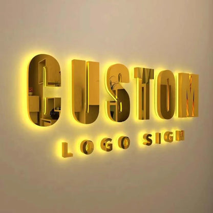 Custom LED Illuminated Stainless Steel Backlit Letters Halo‑Lit Business Logo Sign For Company Car Dealership Storefront Outdoor