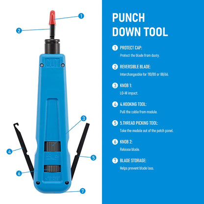 Punch Down Tool 66/88/110 Type Multi-function Network Cable Tool with Two Blades Telephone Impact Terminal Insertion Tools