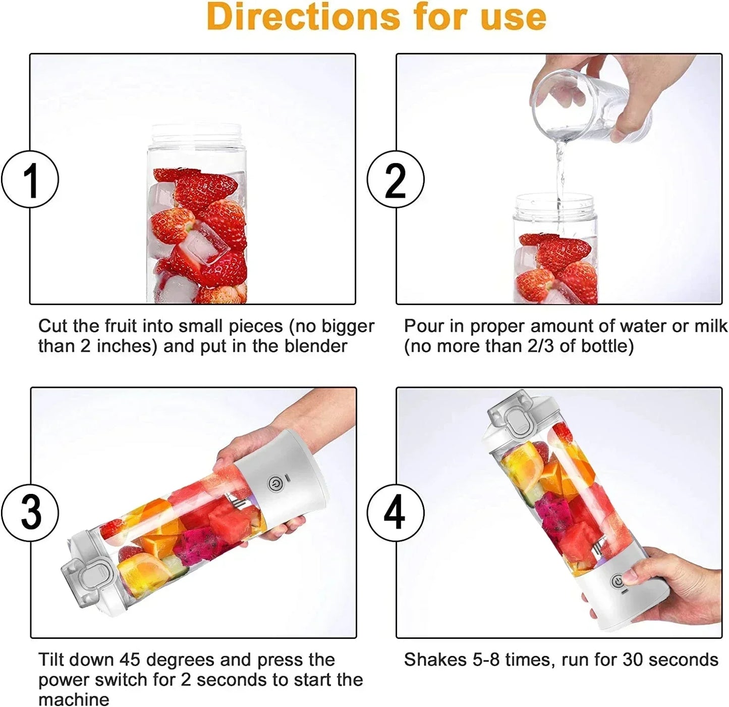 Zai Xiao Portable Blender 600ML Electric Juicer Fruit Mixers 4000mAh USB Rechargeable Smoothie Mini Blender Personal Juicer colo