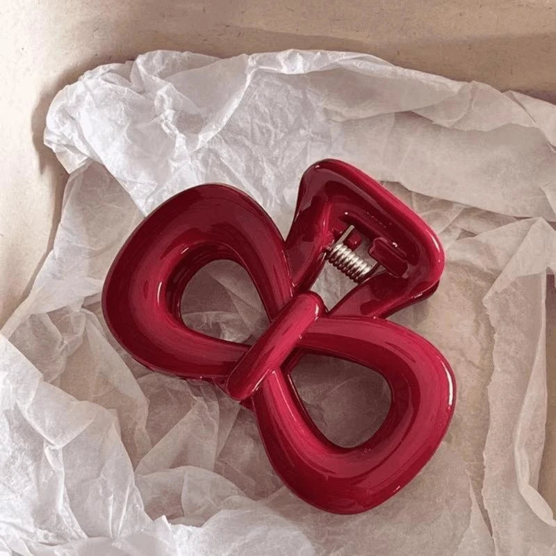 2Pcs/set Vintage Blue Polka Dot Red Bow Hair Clip Shark Claw Clamp Hairpin Barrette Korean Hair Headwear Accessory 2030