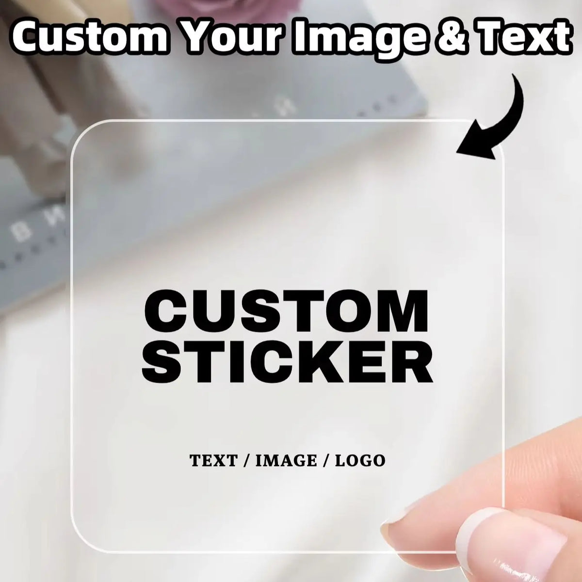 1‑200Pcs Square Custom Stickers,Personalized Text Image Labels for Party Guests,Gift Favors,Handmade Projects&Celebration Decor