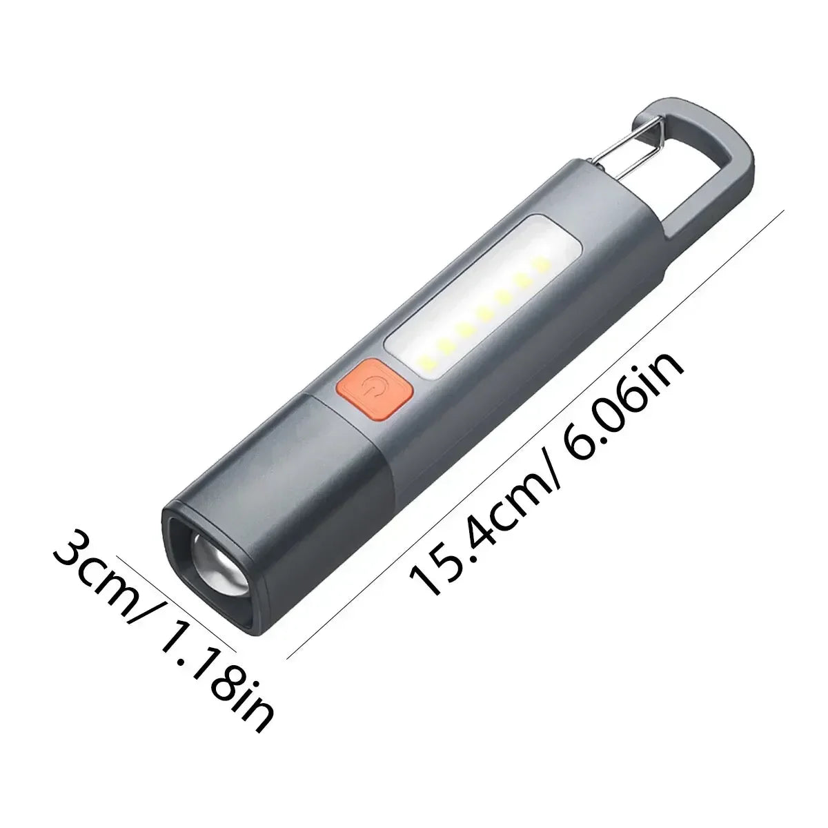 Mini Portable LED Strong Lighting ABS Flashlamp USB Rechargeable With Hook Zoomable Torch Outdoor Camping Hanging Emergency Lamp