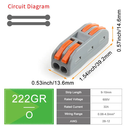 DIY GO 25PCS Universal Compact Fast BUTT Wire Connector Push-in Lever Splice Terminal Block 2/3/4/5 Pin Home LED Lighting Wiring