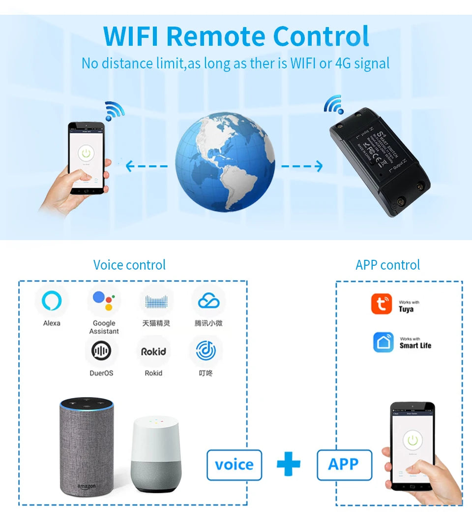 Universal Breaker Timer Smart Life APP Wireless Remote Control Works with Alexa Google Home DIY WiFi Smart Light Switch