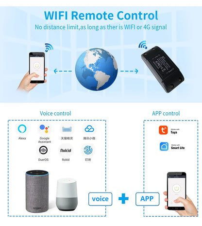 Universal Breaker Timer Smart Life APP Wireless Remote Control Works with Alexa Google Home DIY WiFi Smart Light Switch