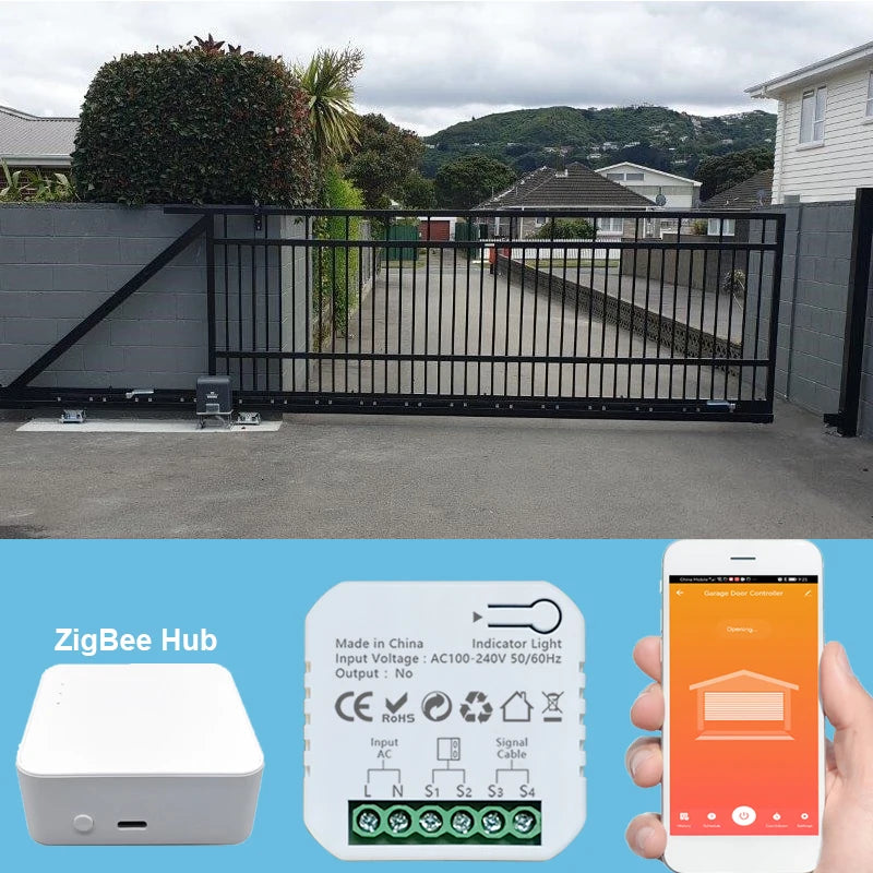 Smart Life ZigBee Motorized Swing Gate Sliding Gate Controller Dry Contact 110V 240V Voice Control Work with Tuya Google Home