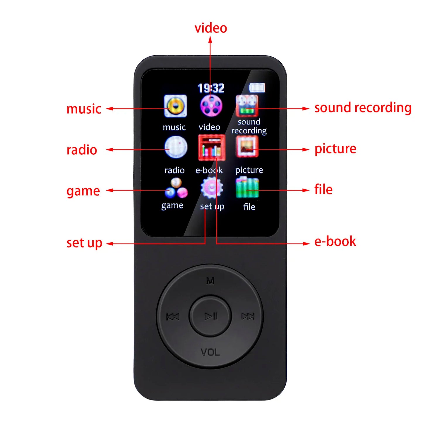 Portable MP3 Player 1.8 Inch Screen Walkmen HIFI Bluetooth Compatible E-Books Recording  Bluetooth Wifi Pplayer FM Radio Player