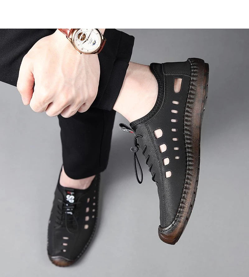 Men's Slip-On Shoes Summer Hollow out Breathable Comfortable Wear-Resistant Soft Bottom Casual Shoes-8333
