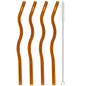 4pcs 200*8mm Glass Straws Wavy Colorful Drinking Straw Set with Brush High Borosilicate Glass Straw Kitchen Party Bar Drinkware
