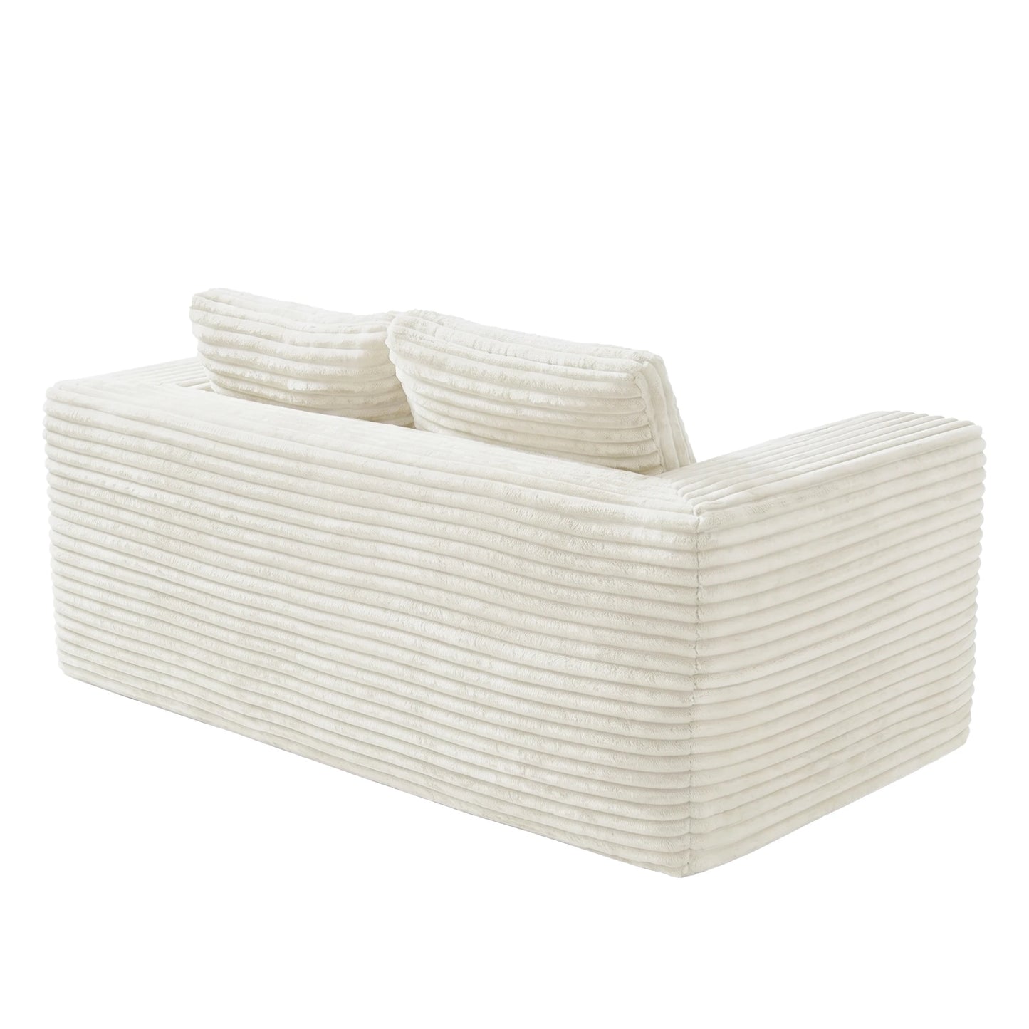 Boneless deep seat loveseat no assembly required foam base sofa plush corduroy fabric modern living room sofa for bedroom office