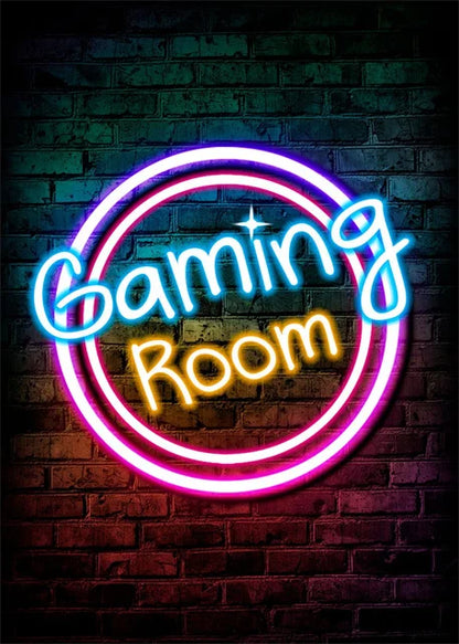 Gaming Neon Eat Sleep Game Repeat  Canvas Posters Gamer Room Decor Canvas Print Art for Home Esports Bedroom Decor Gift Painting