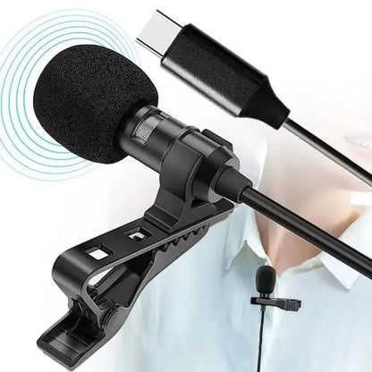1.5m Mini Portable Microphone Condenser Clip-on Lapel Mic Wired USB 3.5mm Type C Microphone For Laptop PC Camera