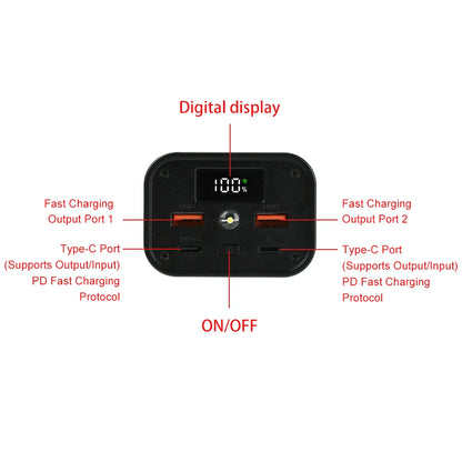 22.5W Fast Charging Power Bank Case No-Solder 6/12-Cell 18650 Battery Holder PD Power Supply Battery Energy Storage Box Kit