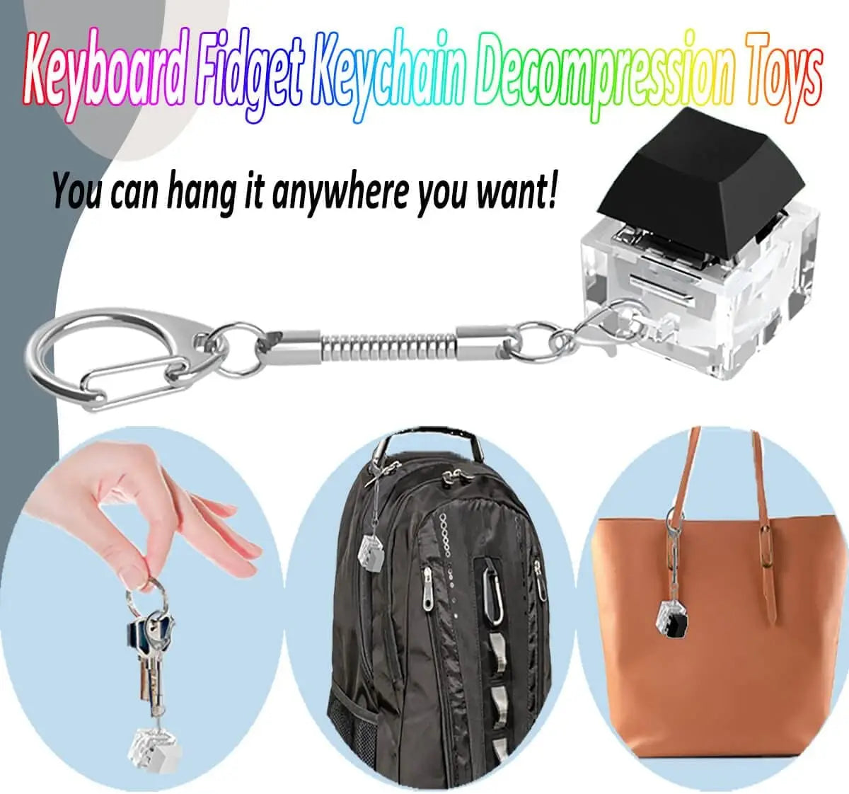 6/12pcs Keyboard Keycap Clicker Fidget Toy Portable Keychain Adult Office Stress Relief Fun Fingertip Decompression Gadget