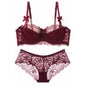 French Pure Passion Bow Shaped Shoulder Strap Lace Sexy Half Cup Push Up Bra Set Women's Thin Lingerie Big Breast Small Cup S-XL