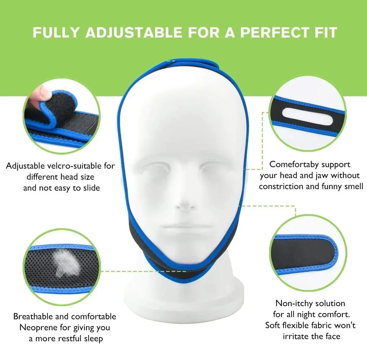 1pc Anti Snore Chin Strap Stop Snoring Snore Belt Sleep Apnea Chin Support Straps for Woman Man Health Care Sleeping Aid Tools