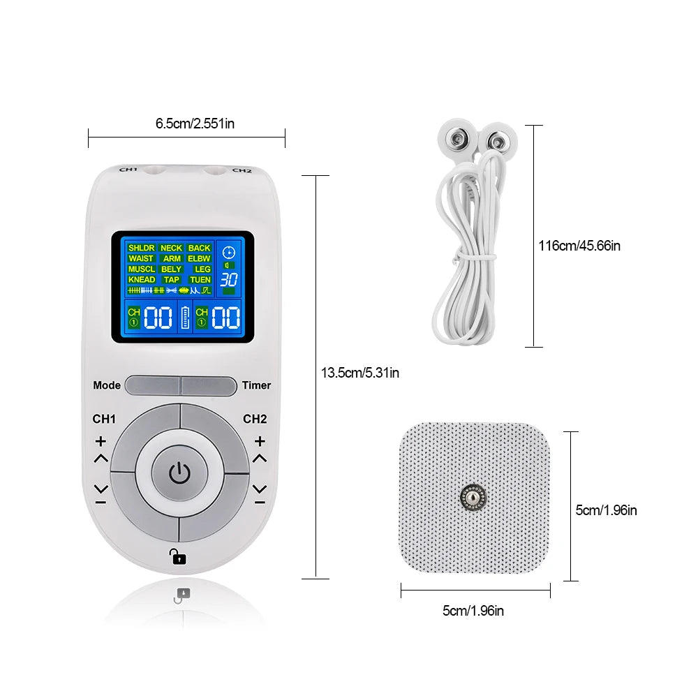 12-Mode TENS Pulse Physiotherapy Machine Full Body Back Massager 40-level Muscle Electrostimulator Relaxation Treatment Health