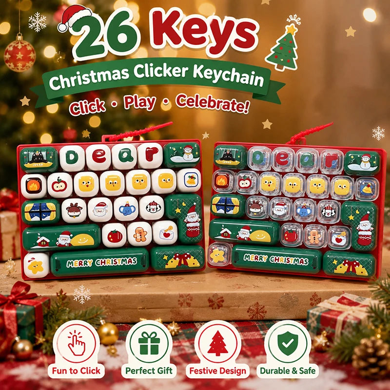 Creative 26-key Keyboard Keychain Stress Relief Cartoon Button Bags Hanger Accessories Christmas Limited Edition Gift Pendant