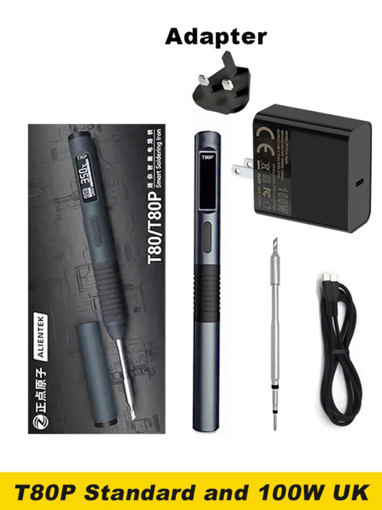 ALIENTEK T80P Soldering Iron Electric 100W Adjustable Digital Display Automatic Sleep PCB Precision Soldering Iron Repair Tool