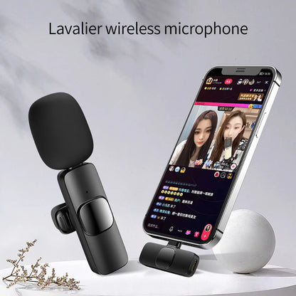 Lavalier Wireless Microphone 80mAh Rechargeable Battery Clip-On Podcast Mic for Streaming Vlogging Voice Recording Plug & Play