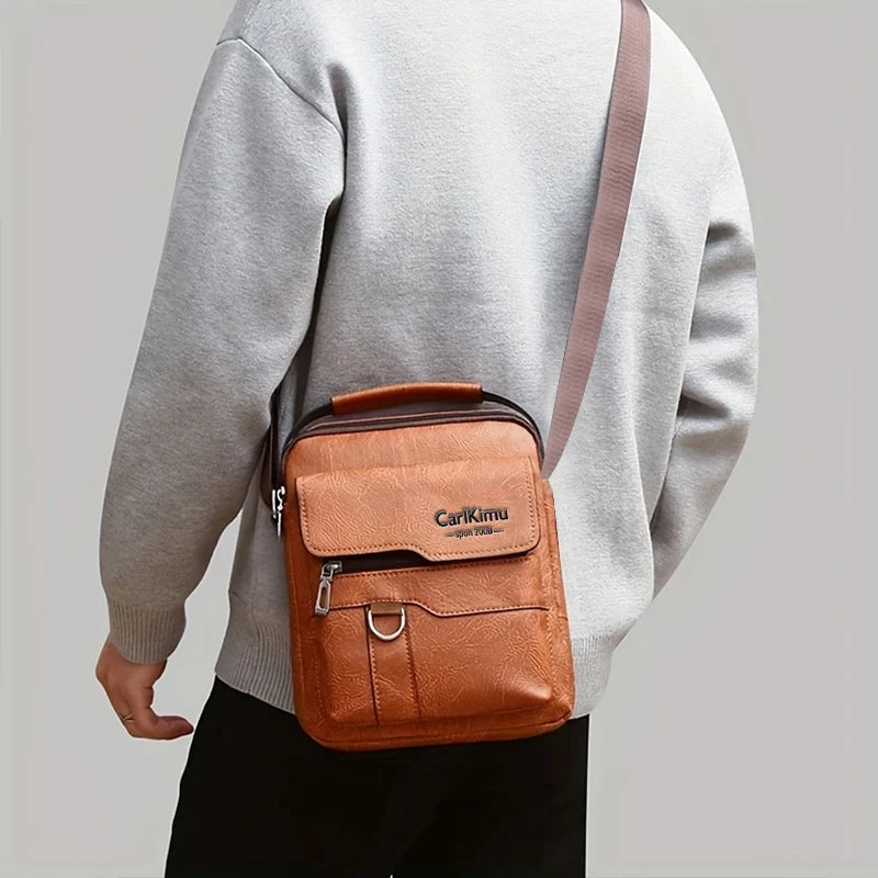 Sleek Multi-color Faux Leather Crossbody Bag Adjustable-strap Lightweight for Daily Commute Casual Stylish Functional Men’s Bag