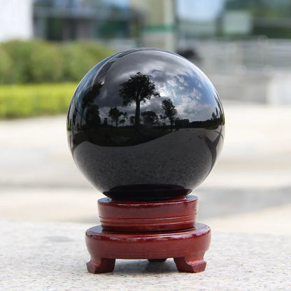 Natural Black Obsidian Sphere Large Crystal Ball Healing Stone Gemstone 30/40/50mm obsidian crystal decorative glass Home Decor